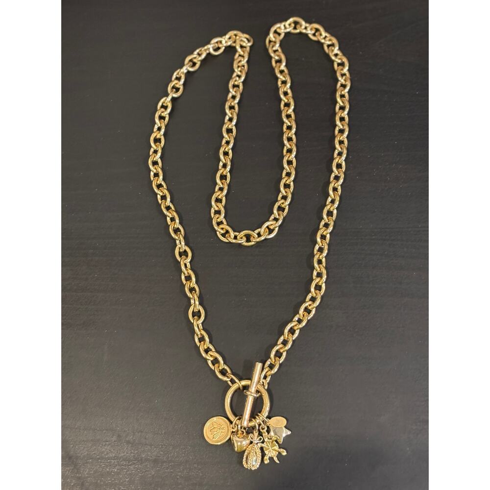 Vintage Joan Rivers Long Statement Necklace Chunky Chain with Charms
